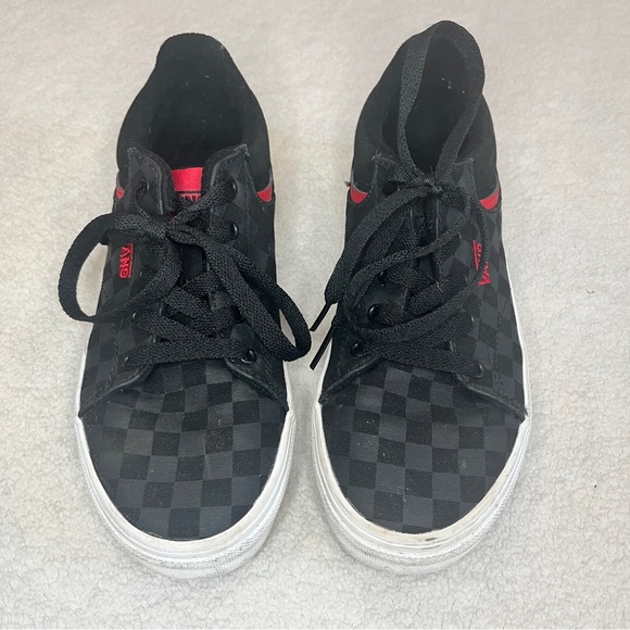 Vans Boys Size 2.5 Low Top Canvas Seldan Check Shoes Sneakers Skateboarding - Picture 4 of 12